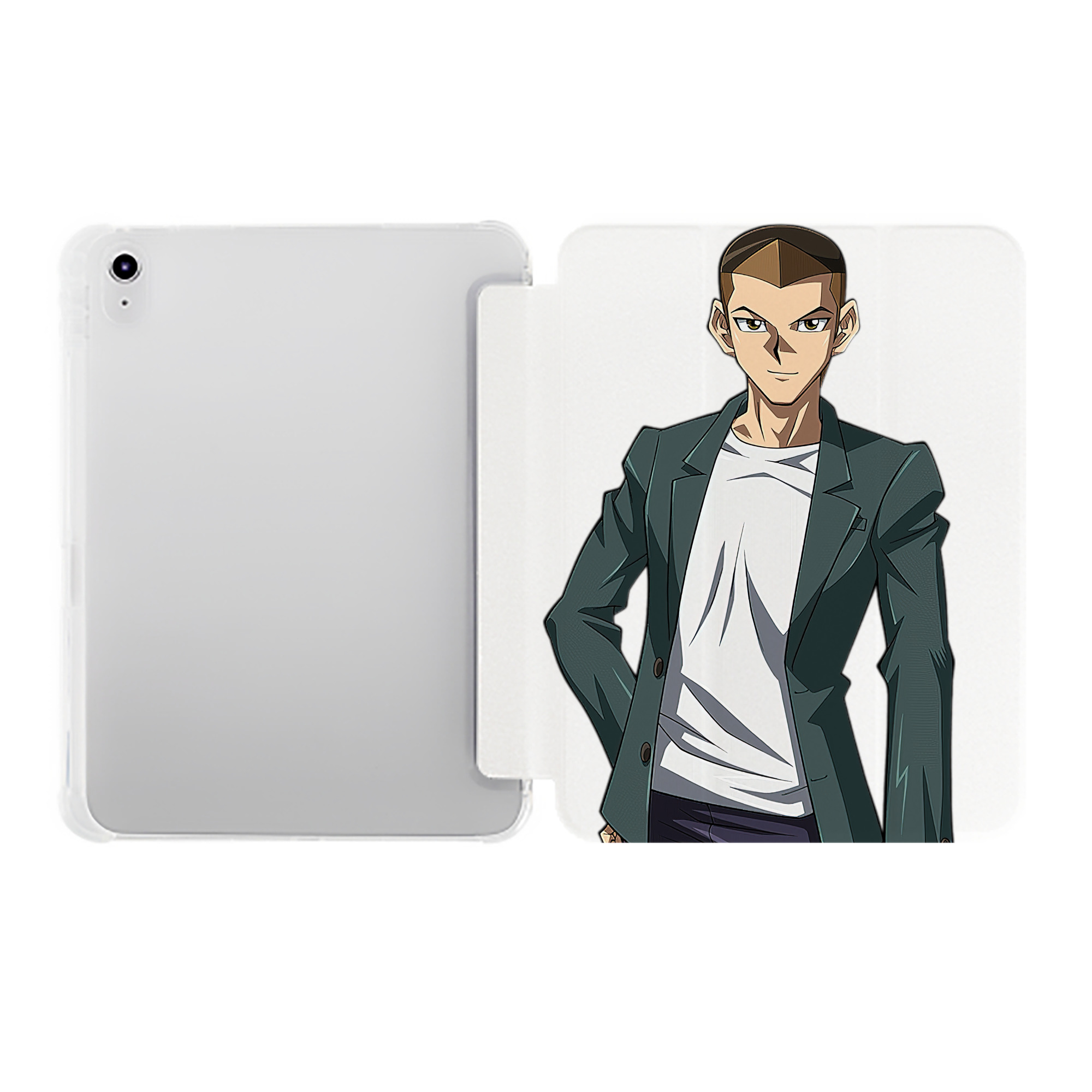 （画像用） 遊☆戯☆王 Yu-Gi-Oh! IPad ケース ペン収納付き 三つ折りスタンド PUレザー×シリコン 対応機種9.5/10.5/10.9インチ
